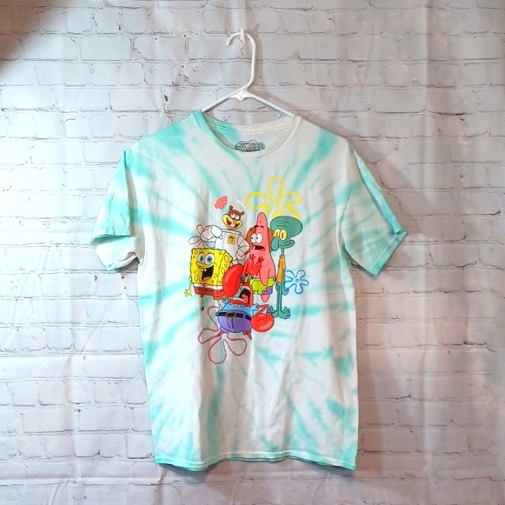 Womans Nickelodeon Sponge Bob  TShirt Tye Dye Short Sleeve M